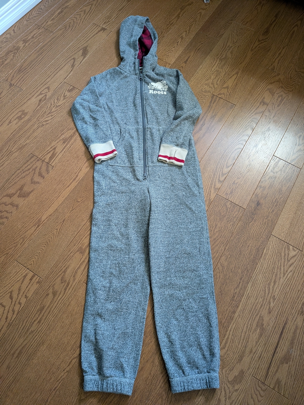 Roots Kids Grey Hooded One-Piece Romper